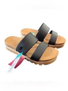 1591 / Reef Tan & Black Banded Horizon Hi Slide Sandals NWT Women’s Size 6